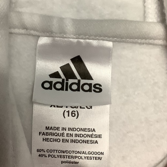 ADIDAS Girls Gray White & Pink Marbled Comfy Hoodie-Size 16 - Picture 7 of 9